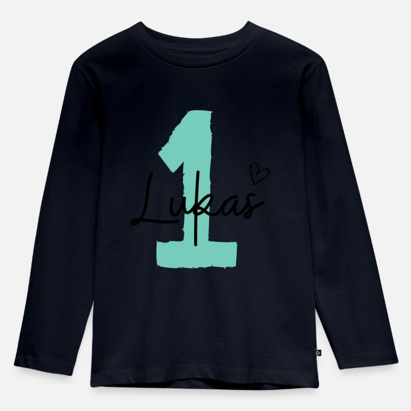Lukas eins - Kinder Premium Bio Langarmshirt - Navy