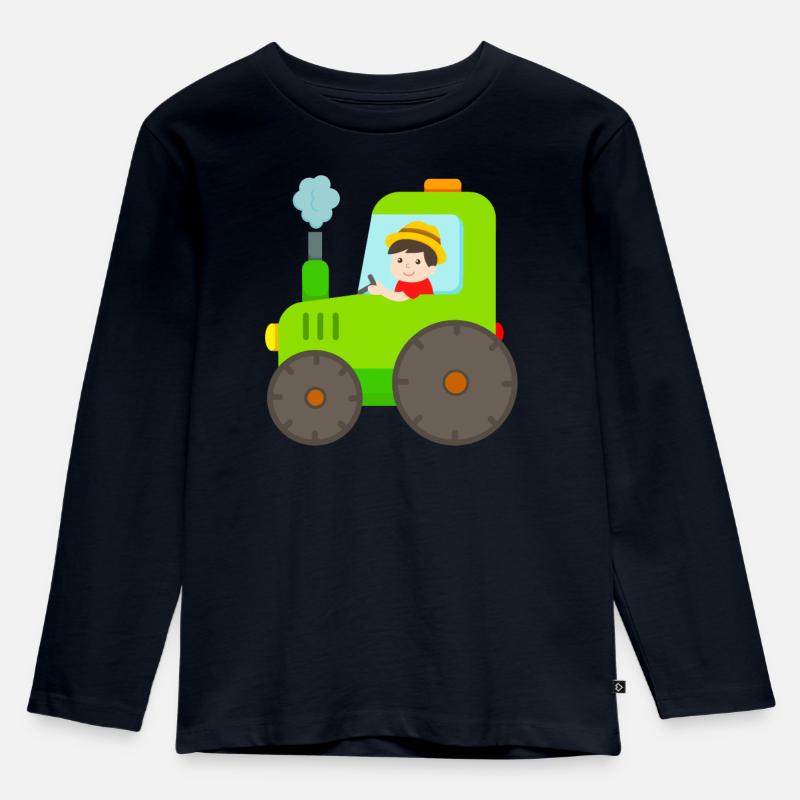 Traktor Bauer Trecker - Kinder Premium Bio Langarmshirt - Navy