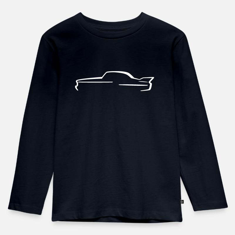 Car-Silhouette | Oldtimer | Heckflosse | W - Kinder Premium Bio Langarmshirt - Navy