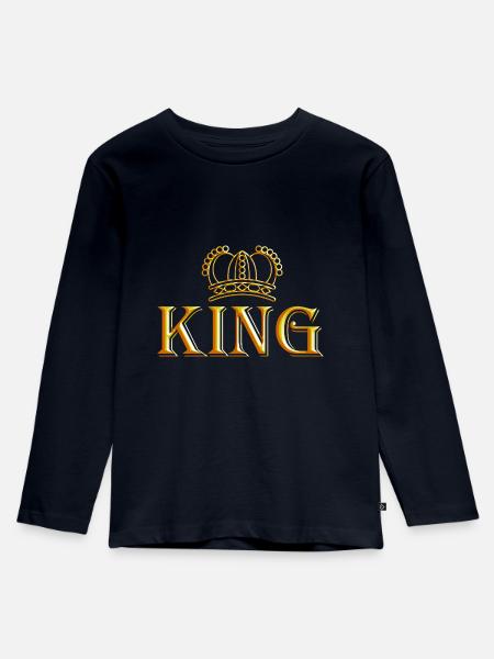 Der König - Kinder Premium Bio Langarmshirt - Navy