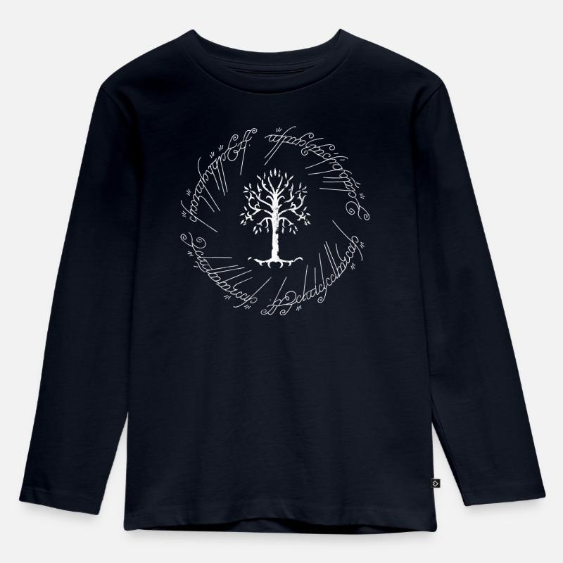 Der Herr Der Ringe Der Weiße Baum Gondors - Kinder Premium Bio Langarmshirt - Navy