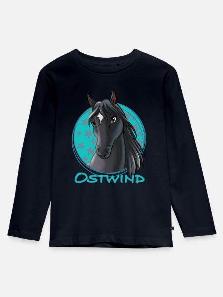 Ostwind Pferd Porträt - Kinder Premium Bio Langarmshirt - Navy