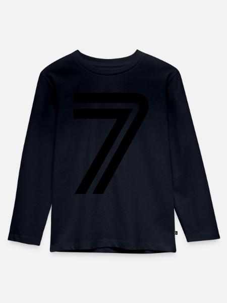 Rückennummer 7 - Kinder Premium Bio Langarmshirt - Navy