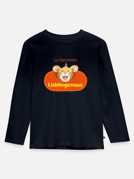 Leo Lausemaus Lieblingsmaus - Kinder Premium Bio Langarmshirt - Navy