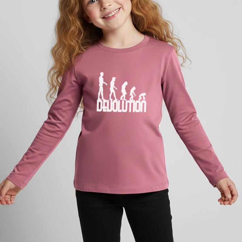 Devolution Evolution schlichtes Design Kinder Premium Bio Langarmshirt
