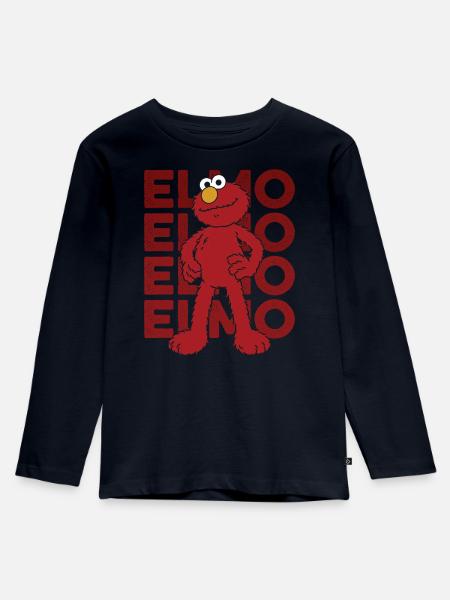 Sesamstraße Elmo Pose - Kinder Premium Bio Langarmshirt - Navy