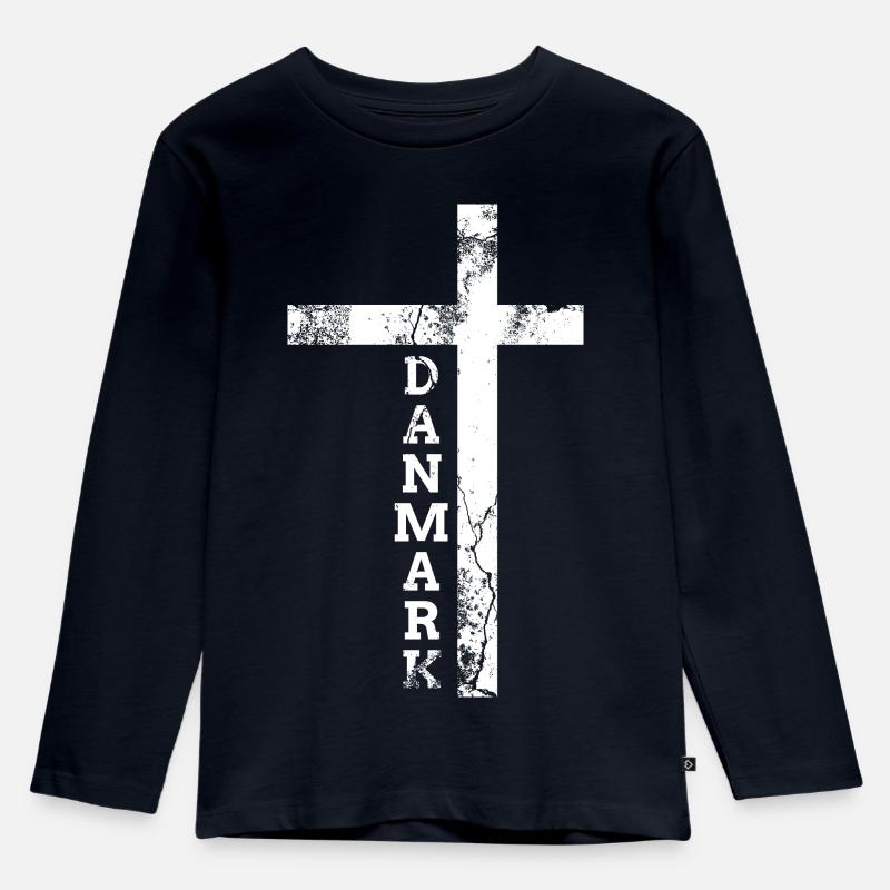 Danemark Danemark drapeau drapeau - T-shirt manches longues Premium Enfant - bleu marine