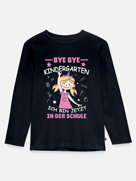 Schulkind - Kinder Premium Bio Langarmshirt - Navy