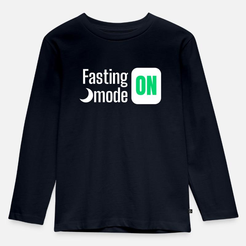 Fastenmodus AUF Textgestaltung - Kinder Premium Bio Langarmshirt - Navy