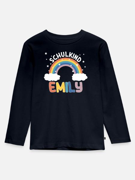 Schulkind Emily - Kinder Premium Bio Langarmshirt - Navy