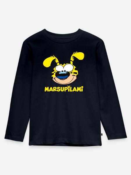 Marsupilami Kopf - Kinder Premium Bio Langarmshirt - Navy