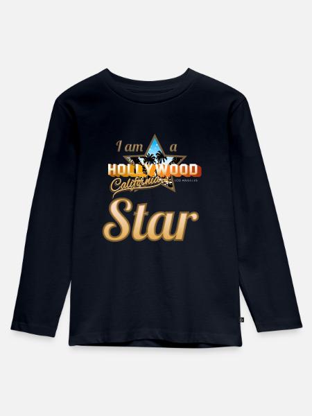 Hollywood Star - Kinder Premium Bio Langarmshirt - Navy