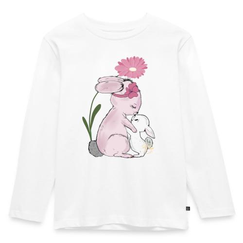 Süßes Hasendesign Mutter mit Kind - Kinder Premium Bio Langarmshirt