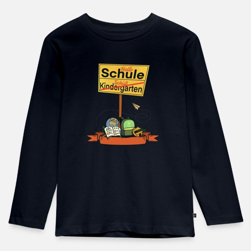 Schulanfangsgeschenk mit eigenem Namen - Kinder Premium Bio Langarmshirt - Navy