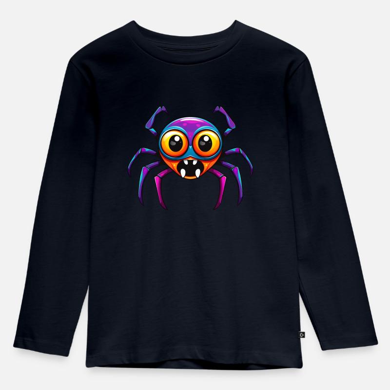 Süße Halloween Spinne - Kinder Premium Bio Langarmshirt - Navy