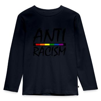 ANTIRASSISMUS - Kinder Premium Bio Langarmshirt - Navy - Vorne - AI Model Kid Female (0cm)