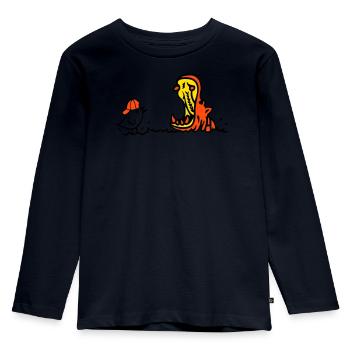 Hippopotame et moineau - T-shirt manches longues Premium Enfant - bleu marine - Devant - AI Model Kid Female (0cm)