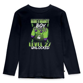 Gamer Boy Amateur de jeux vidéo Age 27 Déverrouillé - T-shirt manches longues Premium Enfant - bleu marine - Devant - AI Model Kid Female (0cm)