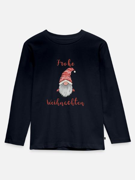 Weihnachtsgnom - Kinder Premium Bio Langarmshirt - Navy