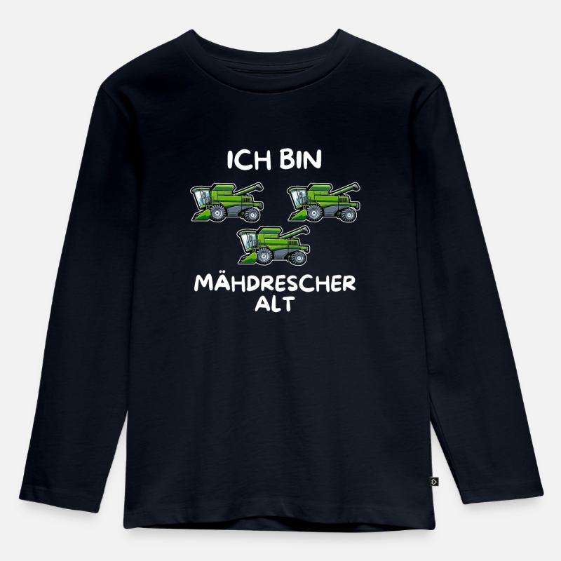 Ich bin 3 Mähdrescher alt 3. Geburtstag - Kinder Premium Bio Langarmshirt - Navy