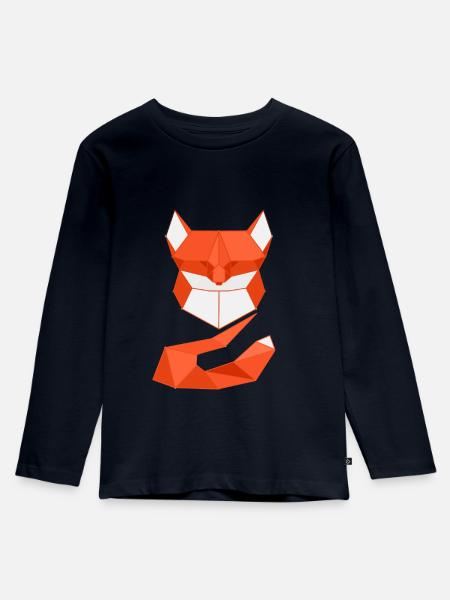 Geometric Fox - Kinder Premium Bio Langarmshirt - Navy