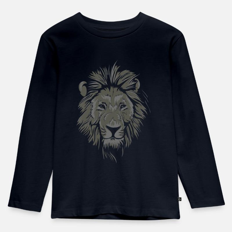 Ich bin ein Löwe - Kinder Premium Bio Langarmshirt - Navy