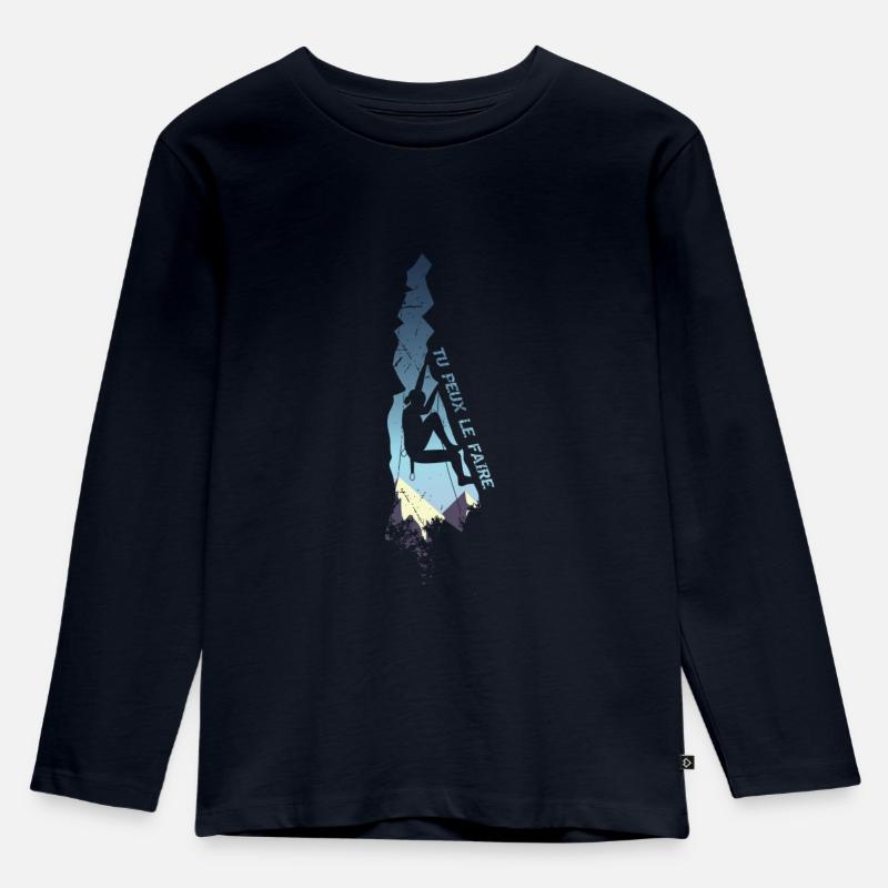 Klettern und Klettern, Klettern und Klettern, Klettern - Kinder Premium Bio Langarmshirt - Navy