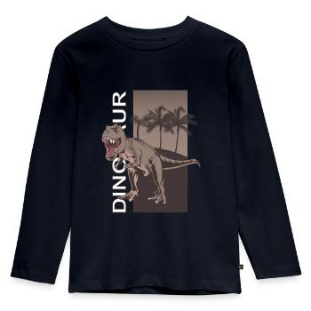Dino Dinosaurs Dinosaur - Kinder Premium Bio Langarmshirt - Navy - Vorne - AI Model Kid Female (0cm)