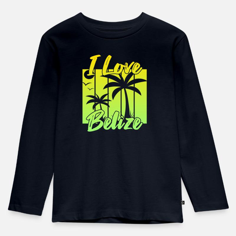 Ich liebe Belize - Kinder Premium Bio Langarmshirt - Navy
