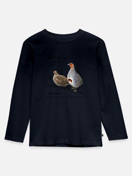 Rebhuhn - Kinder Premium Bio Langarmshirt - Navy