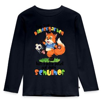 Fußball Fuchs - tolles Geschenk zur Einschulung - Kinder Premium Bio Langarmshirt - Navy - Vorne - AI Model Kid Female (0cm)