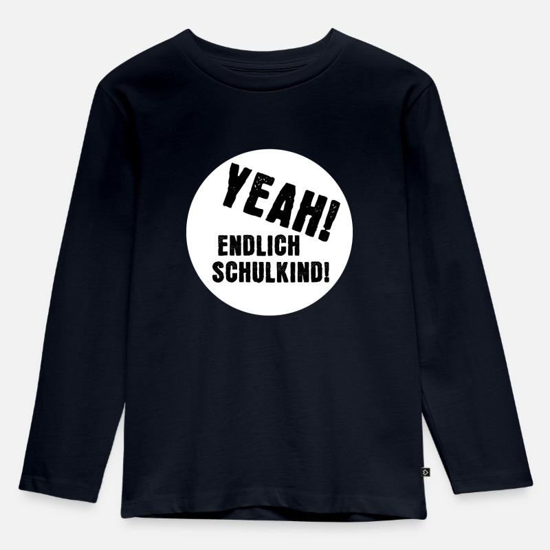 Yeah! Endlich Schulkind! - Kinder Premium Bio Langarmshirt - Navy