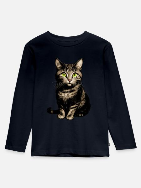 Kätzchen - Kinder Premium Bio Langarmshirt - Navy