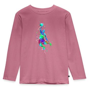 Basketball Dunk Basketballer - Kinder Premium Bio Langarmshirt - Mauve - Vorne - AI Model Kid Female (0cm)