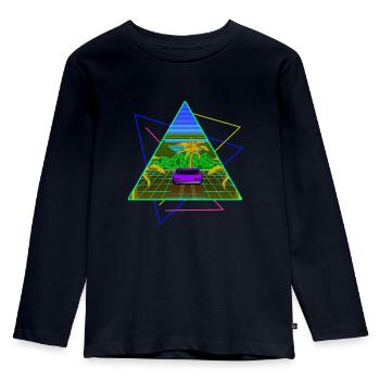 Vaporwave neon palm trees - Kids' Premium Longsleeve Shirt - navy - Front - AI Model Kid Female (0cm)