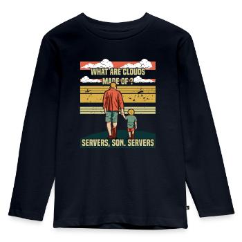 Programmierer Papa - Clouds Server Sohn - Kinder Premium Bio Langarmshirt - Navy - Vorne - AI Model Kid Female (0cm)