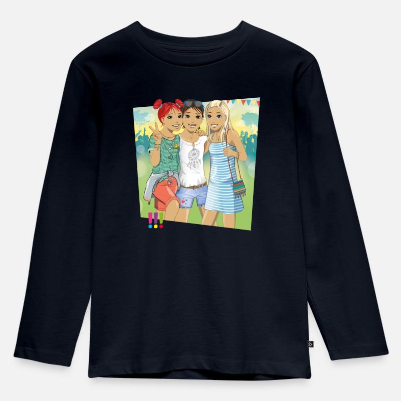 Die Drei !!! Ein Echt Schöner Fall - Kinder Premium Bio Langarmshirt - Navy