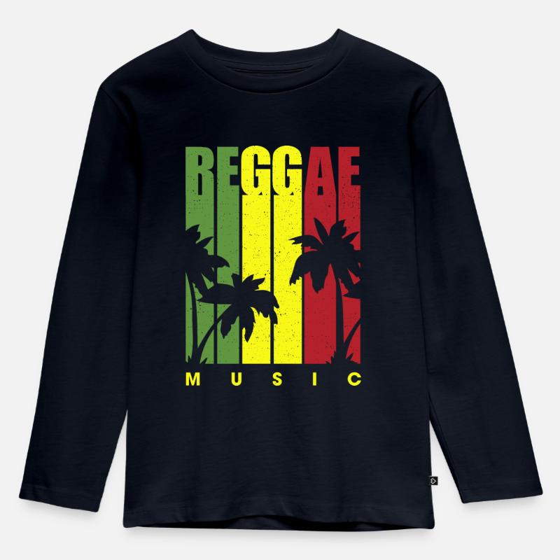 Retro Reggae - Kinder Premium Bio Langarmshirt - Navy