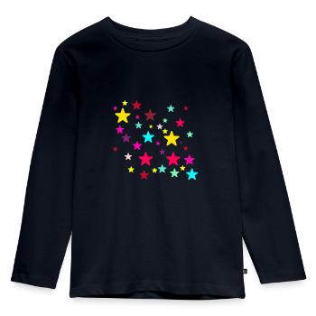 Sterne,stern, bunte Sterne - Kinder Premium Bio Langarmshirt - Navy - Vorne - AI Model Kid Female (0cm)