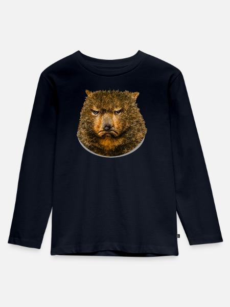 Quokka Lustig Verärgert - Kinder Premium Bio Langarmshirt - Navy