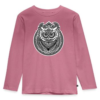 Eulen Symbol Owl Icon Design - dunkler Grund - Kinder Premium Bio Langarmshirt - Mauve - Vorne - AI Model Kid Female (0cm)