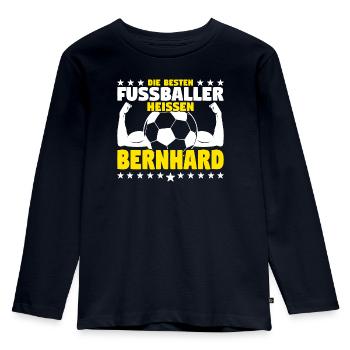 Bernhard - Die Besten Fußballer heißen Bernhard - Kinder Premium Bio Langarmshirt - Navy - Vorne - AI Model Kid Female (0cm)