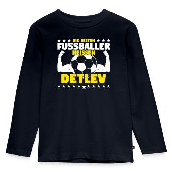 Die besten Fußballer heißen Detlev - Kinder Premium Bio Langarmshirt - Navy - Vorne - AI Model Kid Female (0cm)