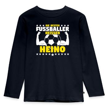 Die besten Fußballer heißen Heino - Kinder Premium Bio Langarmshirt - Navy - Vorne - AI Model Kid Female (0cm)