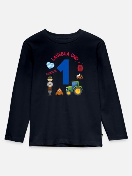 Lausbua und 1 - Kinder Premium Bio Langarmshirt - Navy