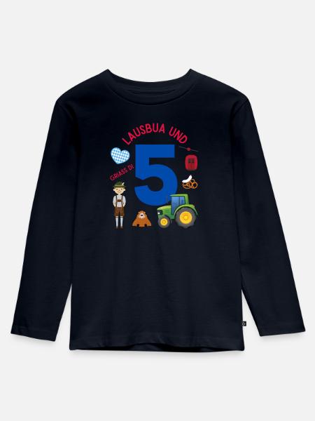 Lausbua und 5 - Kinder Premium Bio Langarmshirt - Navy