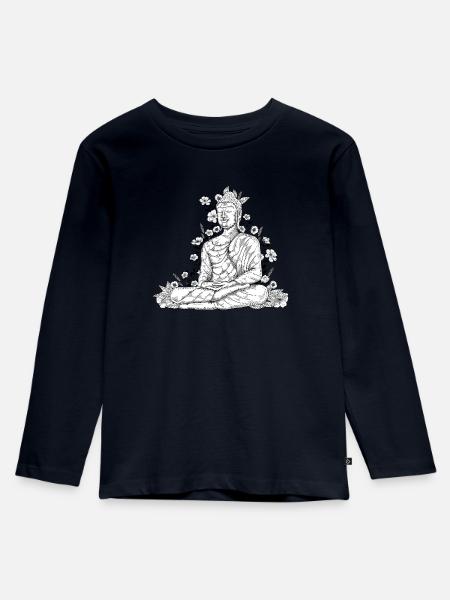 Buddha - Kinder Premium Bio Langarmshirt - Navy