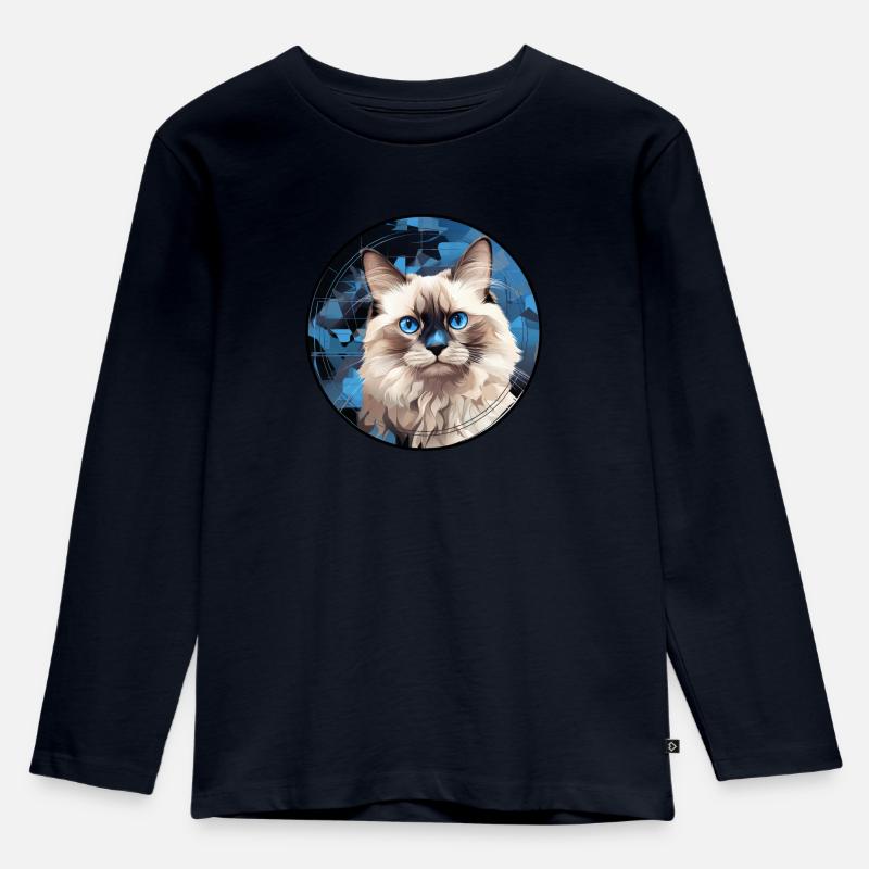 Ragdoll Katze - Kinder Premium Bio Langarmshirt - Navy