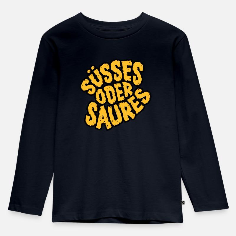 Halloween Shirt Süßes oder Saures - Kinder Premium Bio Langarmshirt - Navy
