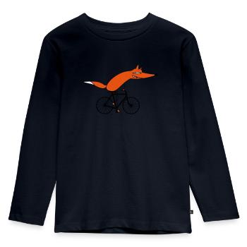 Schlauer Fahrradfahrer (c) - Kinder Premium Bio Langarmshirt - Navy - Vorne - AI Model Kid Female (0cm)